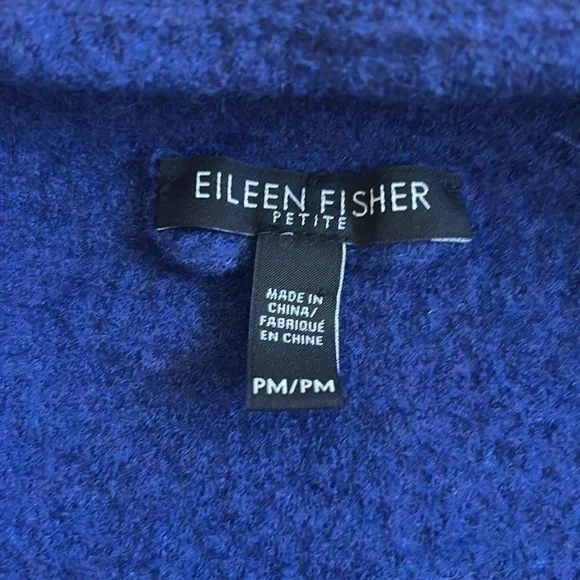 EILEEN FISHER 100% Blue Merino Wool Blue Zip-Up Jacket - Picture 4 of 7